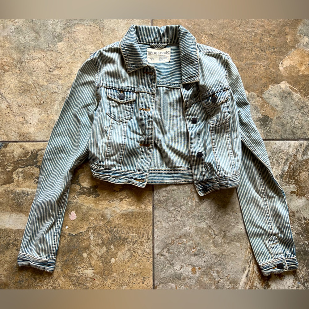Aeropostale striped jean jacket size small
